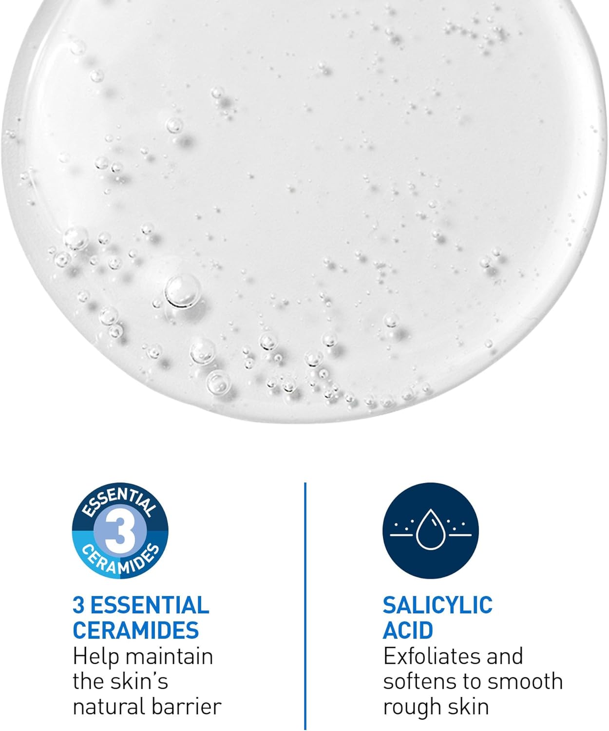 Nettoyant à l’ACIDE SALICYLIQUE CeraVe, exfoliant lissant BHA SA régénérant pour le visage. Convient pour la kératose pilaire et le psoriasis. Nettoyant doux à l’acide hyaluronique, à la niacinamide, à la vitamine D et aux céramides. Sans parfum, sans mic - Image 4