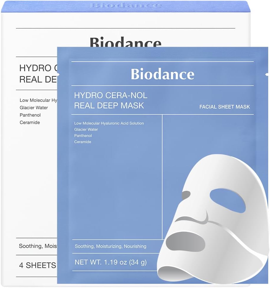 BIODANCE Hydro Cera-nol Real Deep Mask, masque hydrogel de nuit, 1,19 oz (34 g) x paquet de 4
