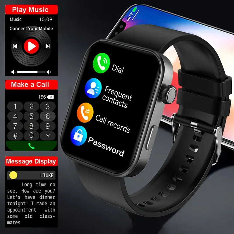 Montre connectée sans fil, appel sans fil, synchronisation d'informations de téléphone portable - Image 4