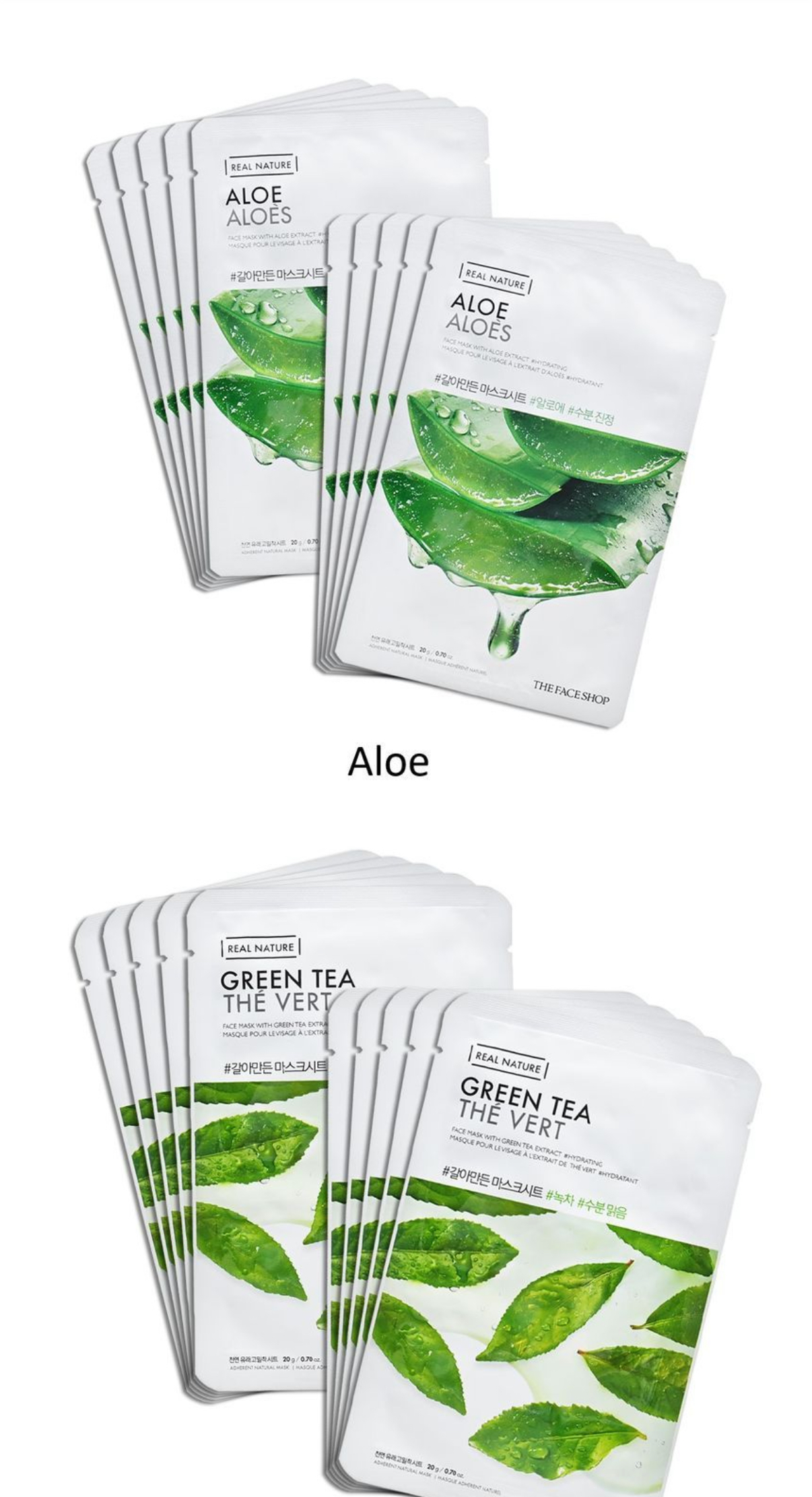 THE FACE SHOP - Real Nature Face Mask Set 10 pièces - Set de masques en tissu (15 versions) - Image 2