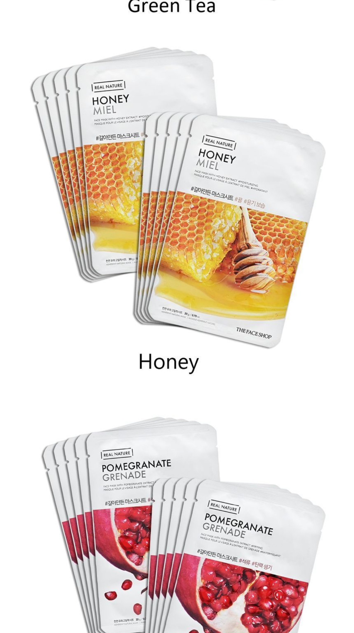 THE FACE SHOP - Real Nature Face Mask Set 10 pièces - Set de masques en tissu (15 versions) - Image 3