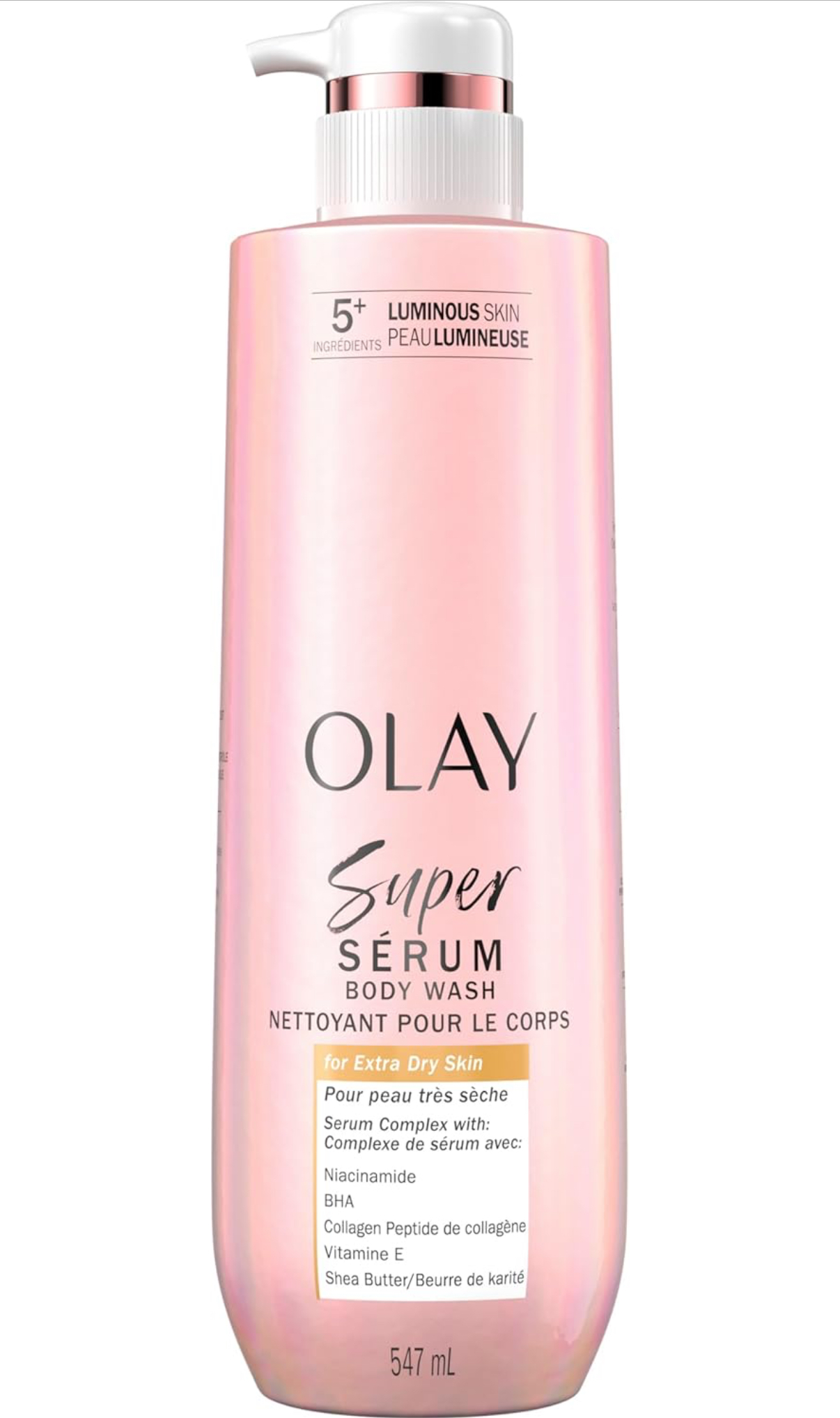 Olay Super Serum Gel douche pour peaux très sèches, complexe sérum pour peau lumineuse, 547 ml