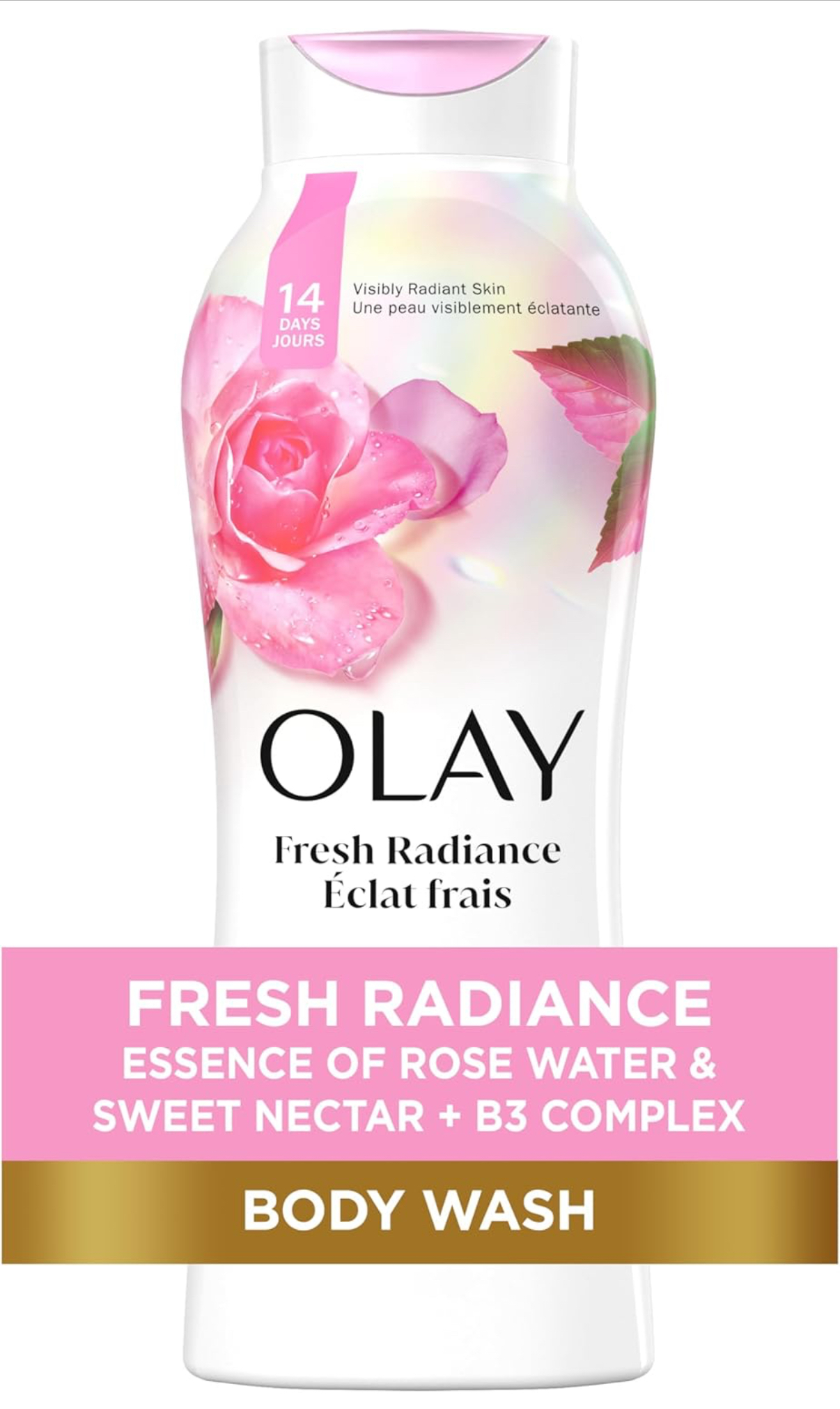 Olay Fresh Outlast Lot de 6 gels douche à l'eau de rose et au nectar doux, 2,18 l au total (6 sachets de 364 ml chacun) - Image 2