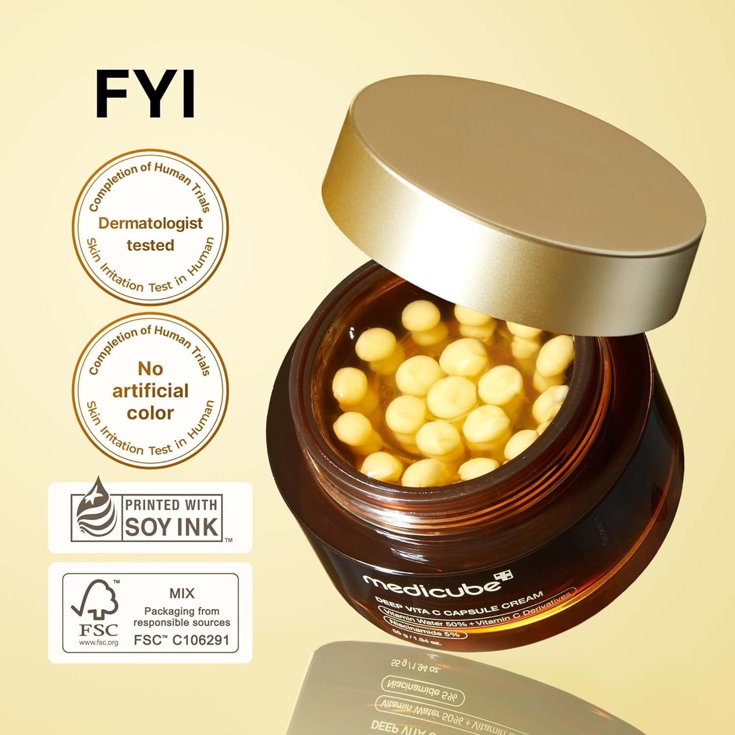 Medicube Deep Vita C Capsule Crème, 55g, Hydratant à double texture avec capsules de vitamines et base de gel - Image 4