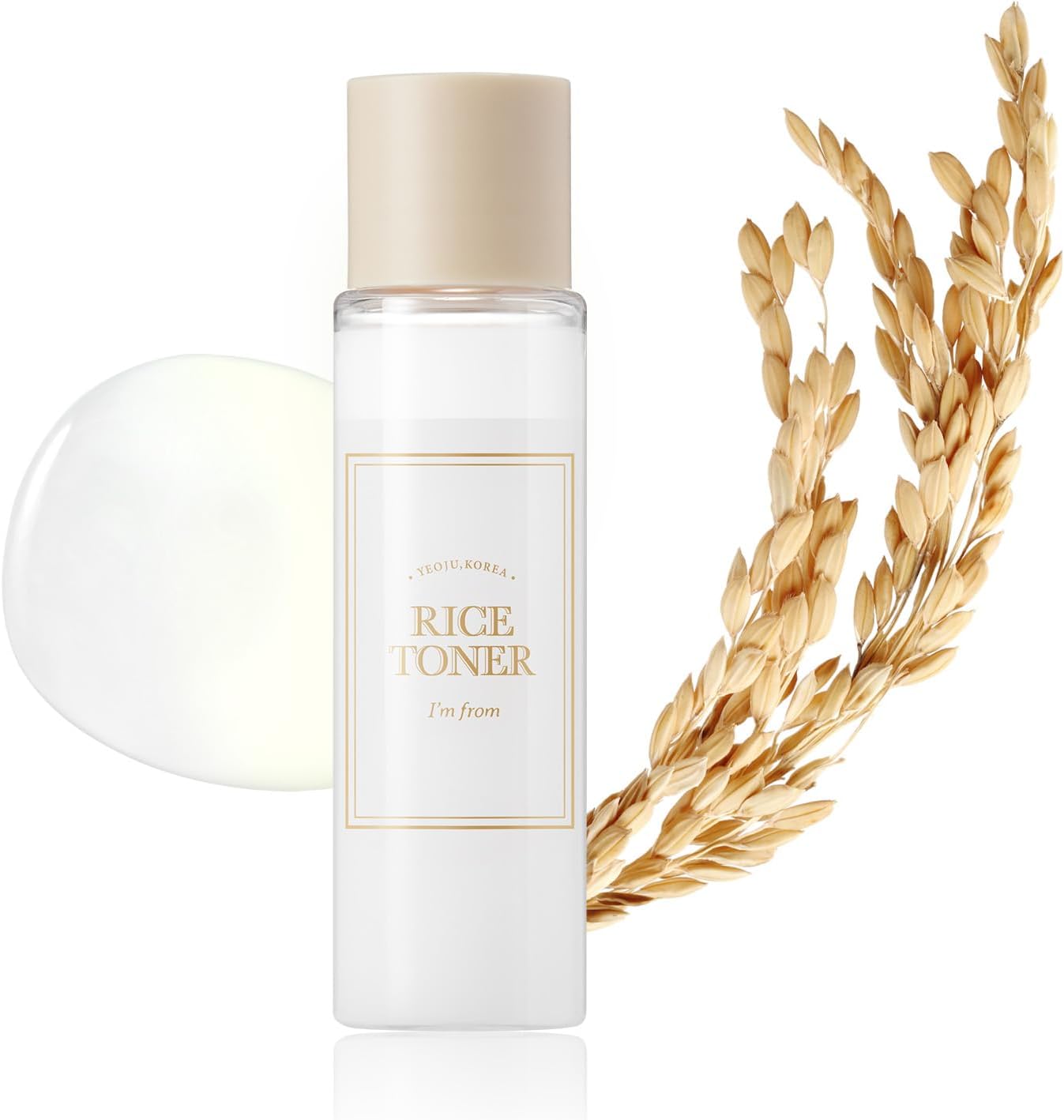 I’M FROM Rice Toner 30ml, Adapté aux voyages, Taille d’essai, 77,78 % Extrait de riz de Corée, Niacinamide naturelle pour les peaux lisses, sensibles et mixtes